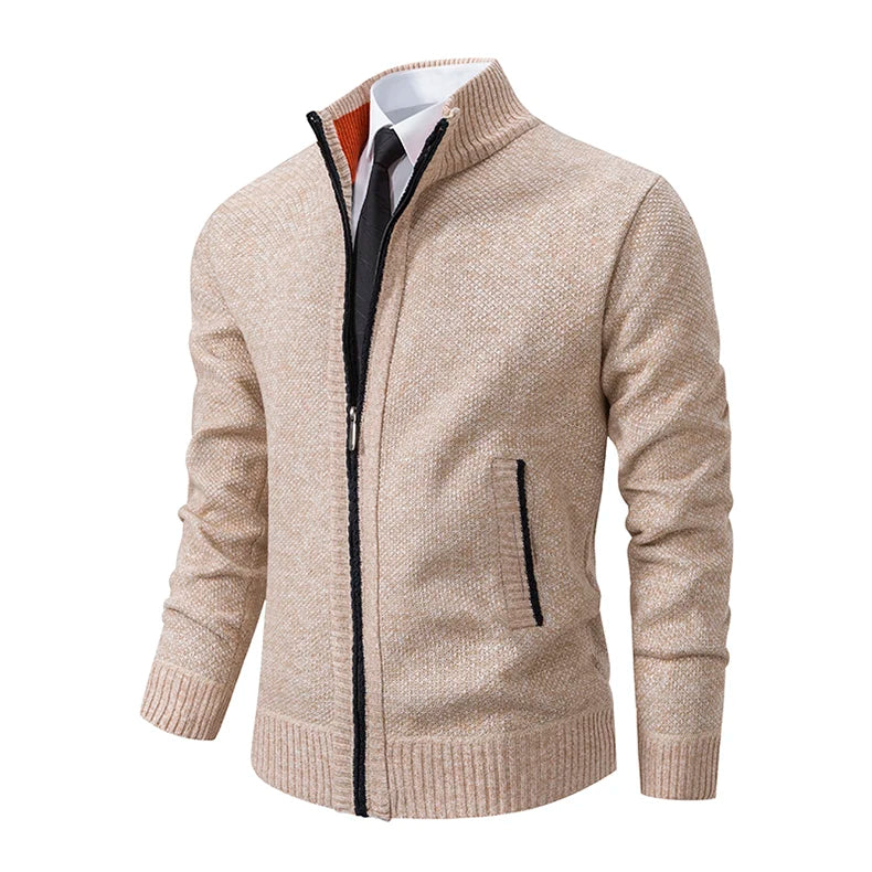 Men's Fleece Zip Cardigan Jacket — Warm Casual Layering Piece