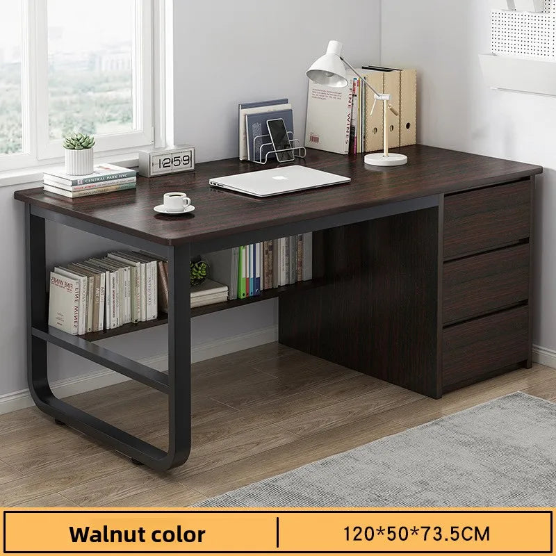 Modern Desk with Integrated Bookshelf — Student Writing Desk, Home Computer Desk & Bedroom Study Table