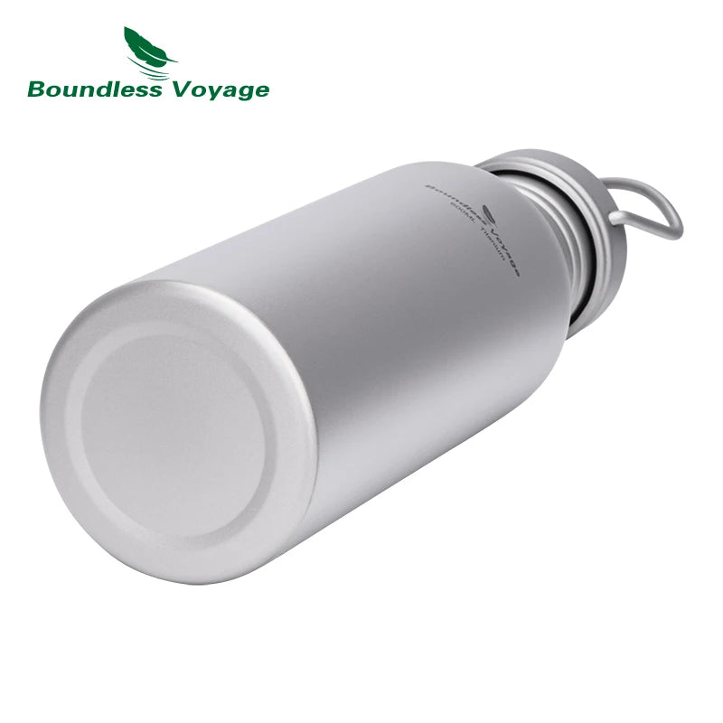Boundless Voyage TA1 Pure Titanium Wide-Mouth Water Bottle – Ultralight Sport Bottle for Camping, Hiking & Travel
