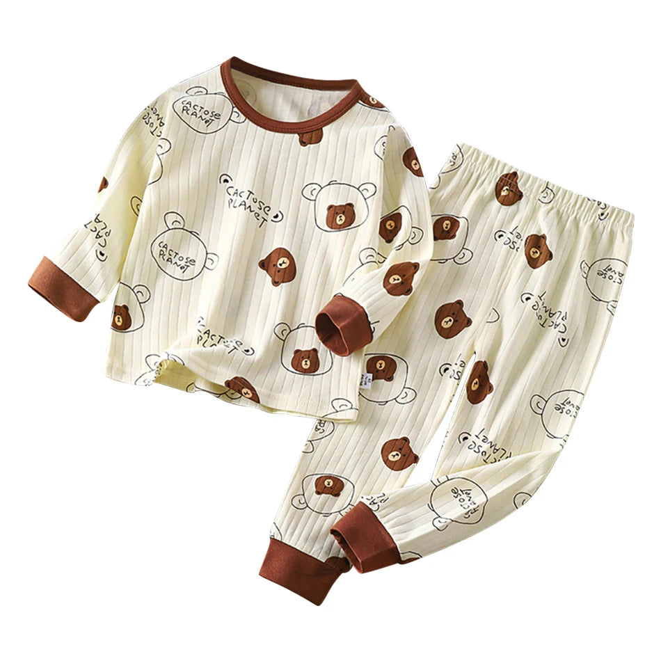 Kids' Casual Autumn Long Sleeve Cartoon Pajamas Set | Soft Comfortable Sleepwear Boys & Girls