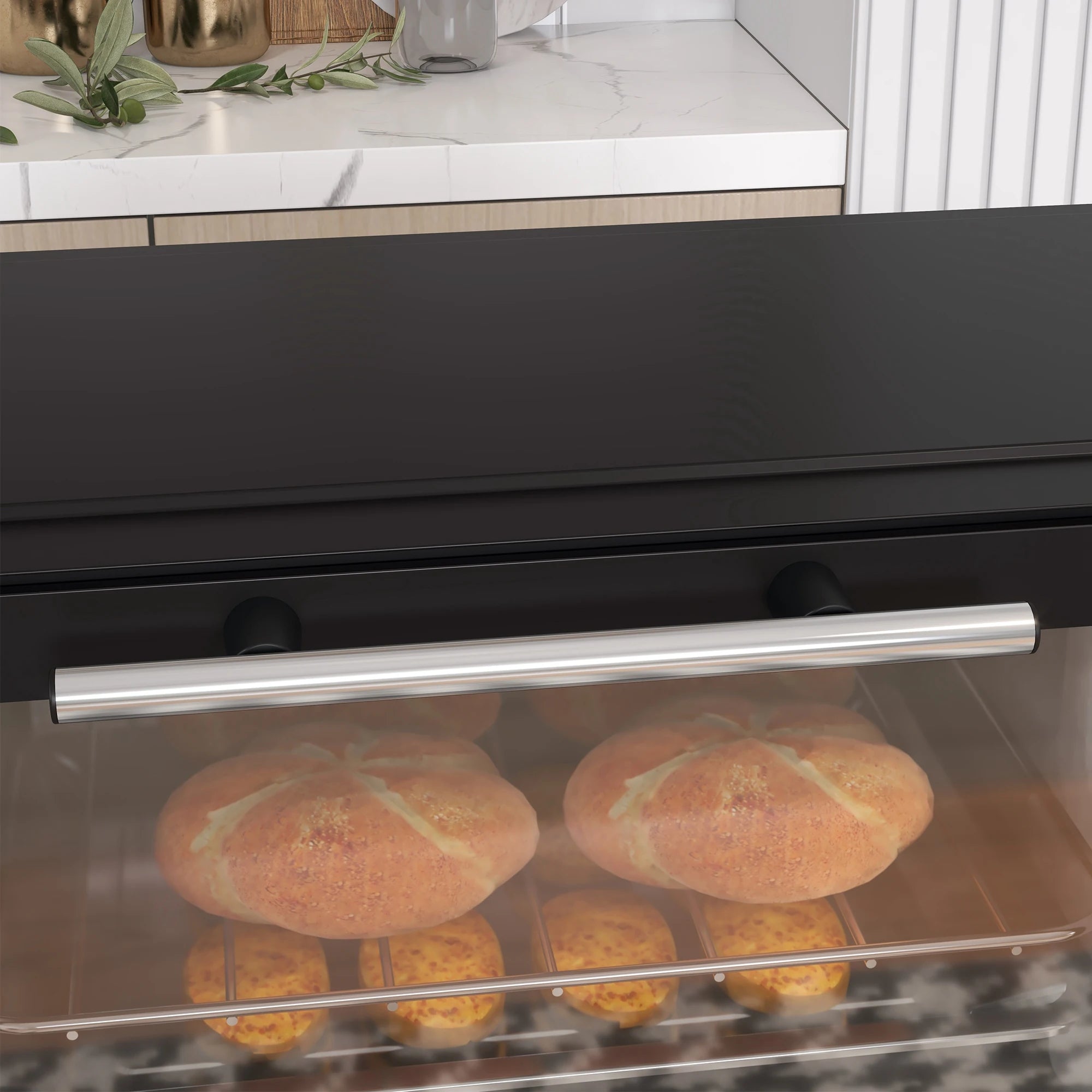 HOMCOM 9L Mini Electric Oven – 50W, Adjustable Temperature & Timer, Black