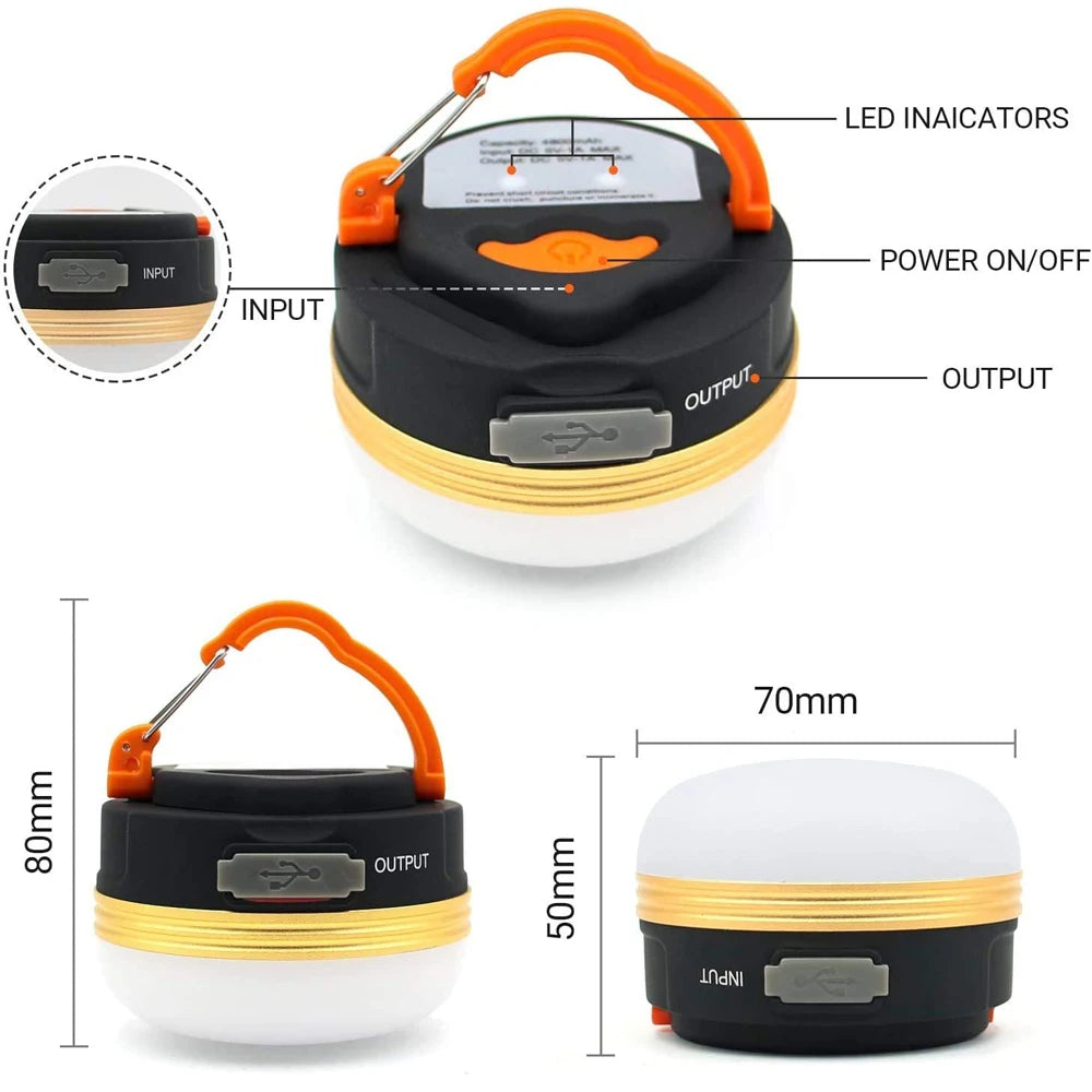 10W USB Rechargeable Camping Lantern – 1200mAh Portable Hanging Tent Light for Hiking & Outdoor Use