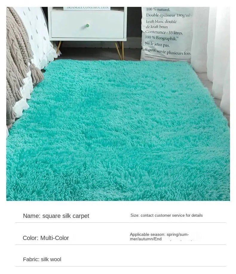 Solid Color Plush Area Rug & Bed Blanket – Soft Silk Wool Carpet for Bedroom & Living Room, 7 Colors & 7 Sizes