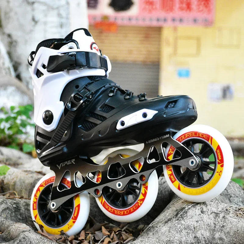 Big Wheel 3-Wheel Speed Roller Skates – Adult Professional Racing Inline Flat Skates