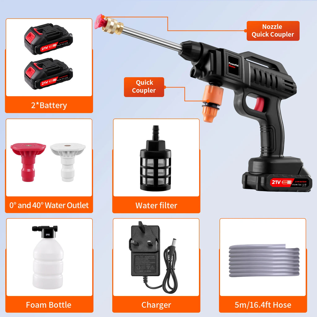Cordless Pressure Washer – Two Batteries & Foam Bottle