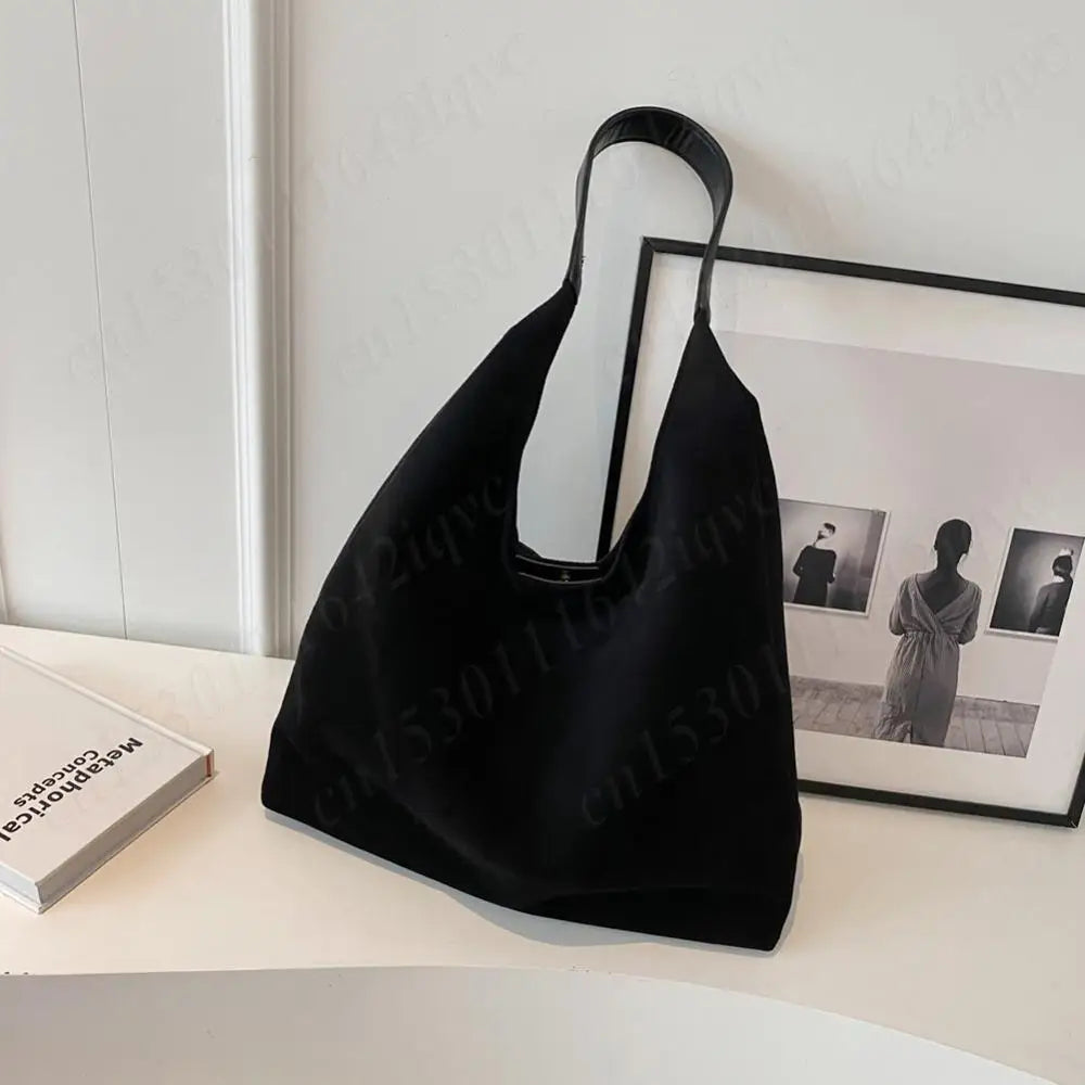 Vintage Suede Large Capacity Shoulder Tote Bag – Stylish Commuter Hobo Handbag for Women