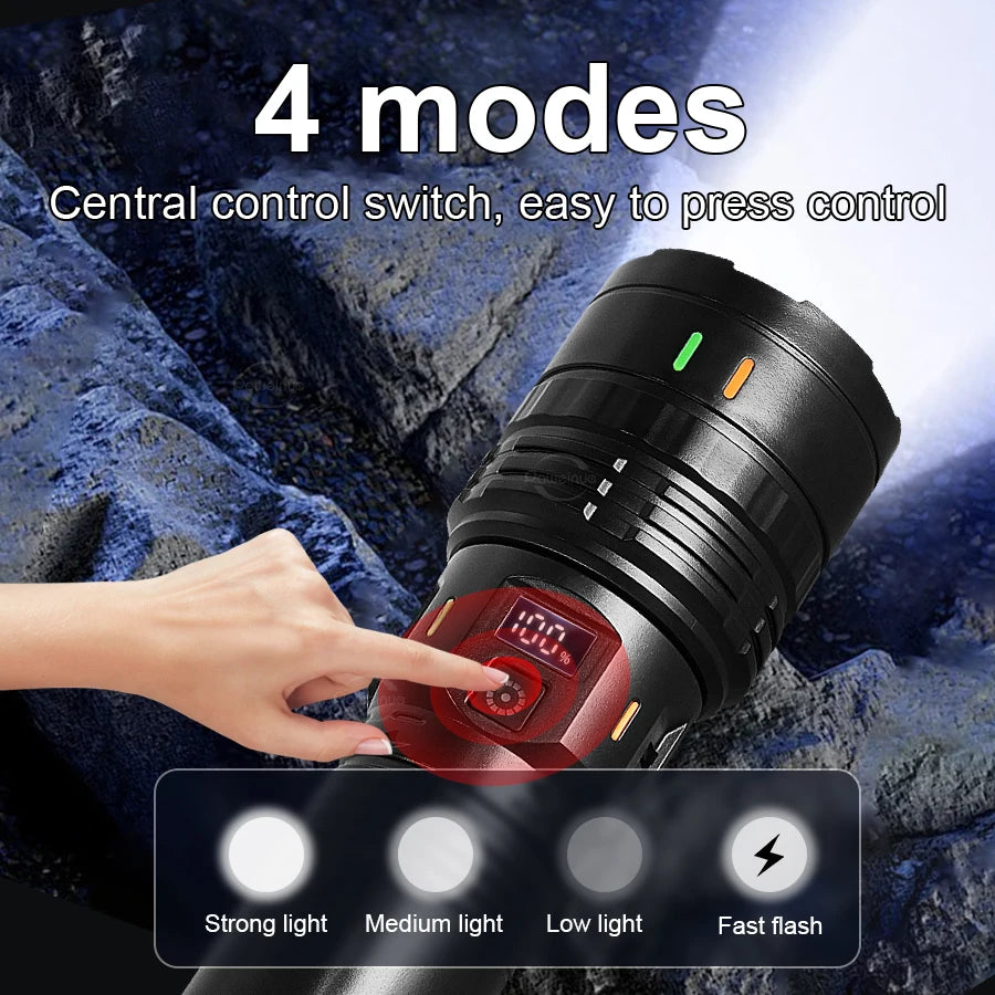 Ultra Bright Long Range LED Tactical Flashlight – Rechargeable Portable Camping Lantern