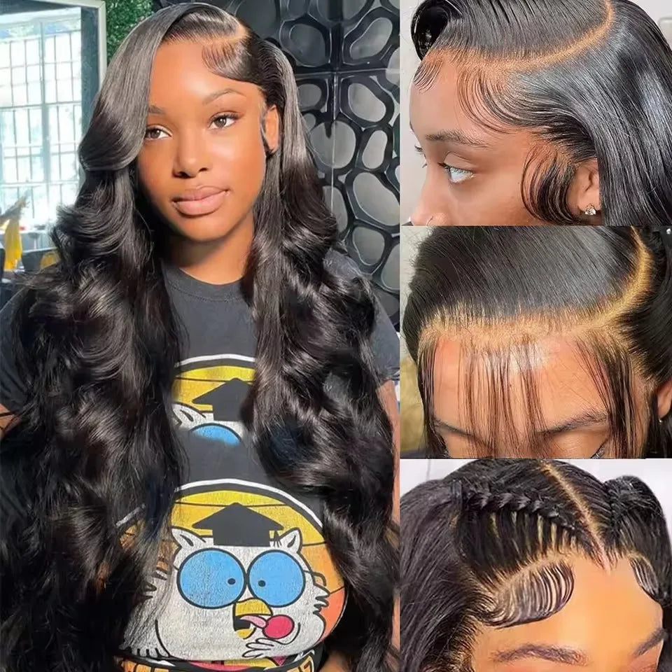 200% Density 13x4 Body Wave Lace Front Human Hair Wig Pre Plucked 40 Inch 13x6 Hd Transparent Lace Frontal Wigs For Black Women