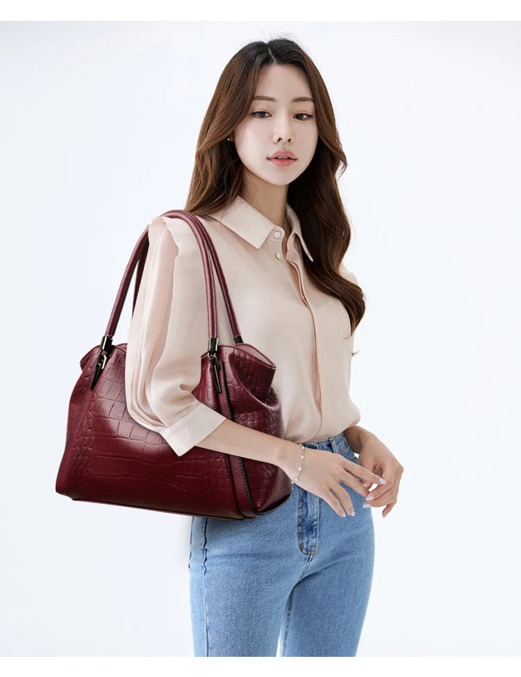 Luxury PU Casual Tote Shoulder Bag – Rivet & Sequin Designer Crossbody Handbag for Women