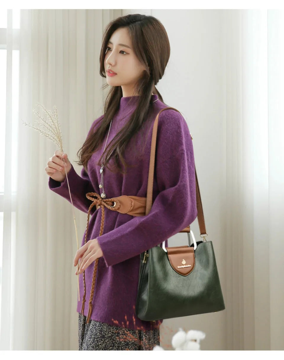 Genuine Leather Luxury Tote Shoulder Bag – High Quality Designer Crossbody Handbag for Women