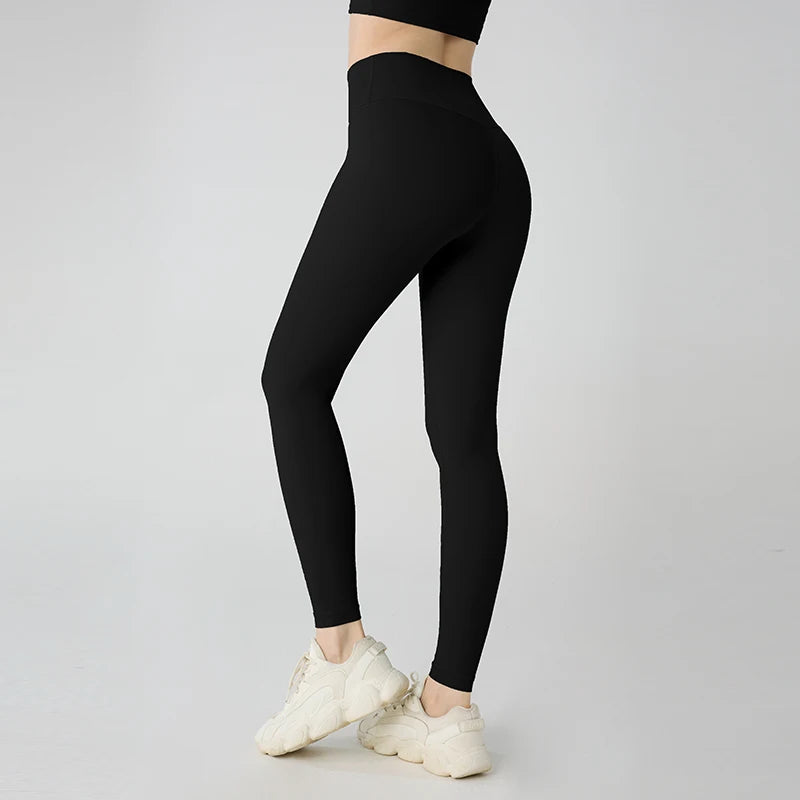 High-Waist Hip-Lifting Yoga Leggings — Breathable Nylon Fitness Running & Cycling Sports Pants, 19 Colors