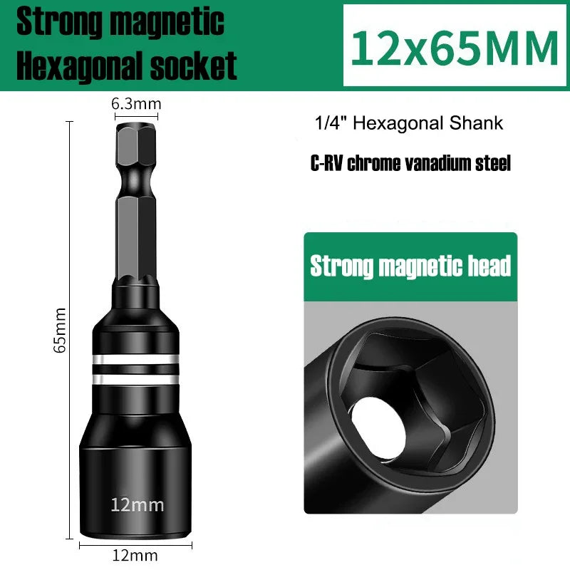 Magnetic Hex Shank Nut Driver Set — Power Tool Bit Adapter for Drill & Impact Driver