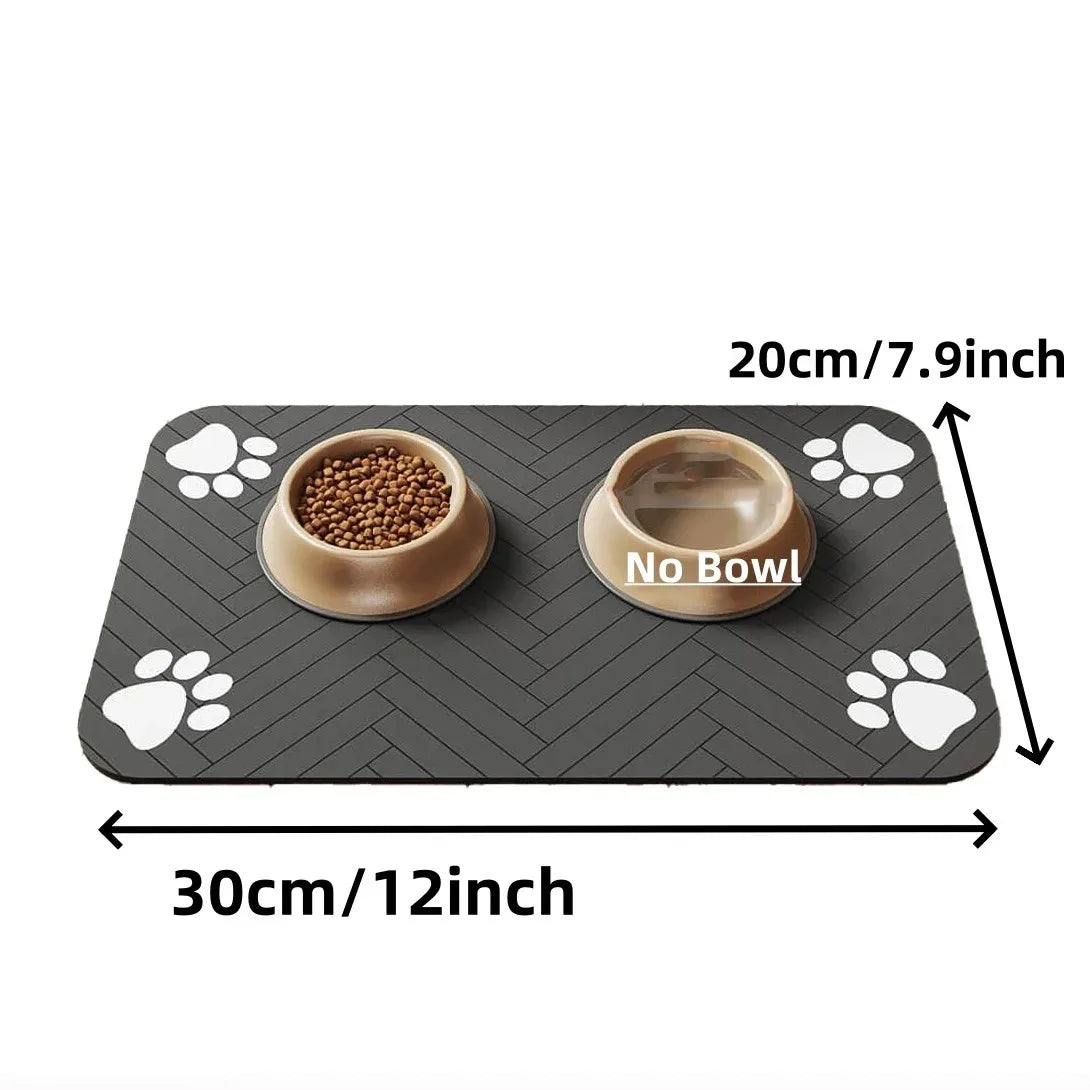 Absorbent Quick-Dry Pet Feeding Mat with Rubber Backing
