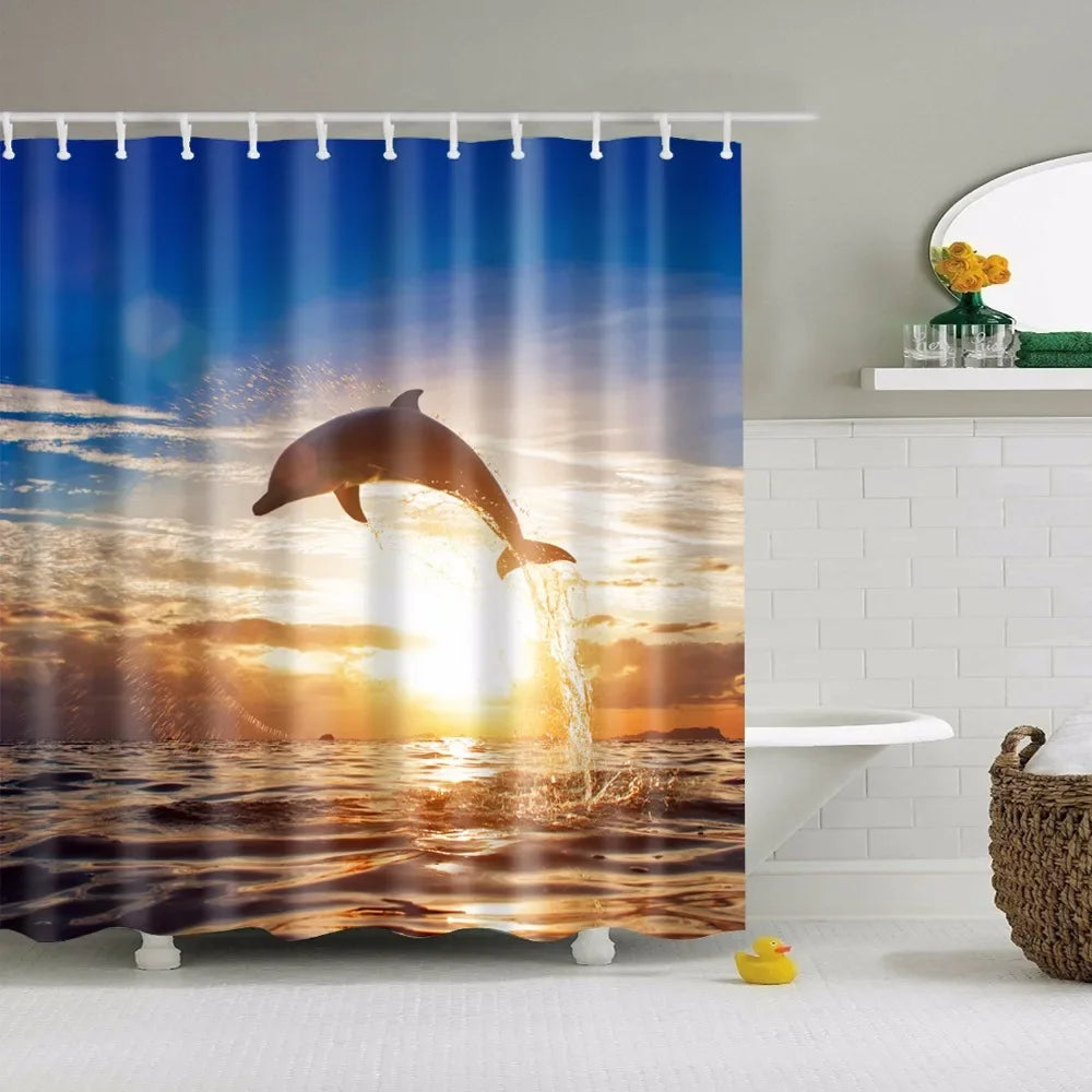 Seaside Beach Shells Bathroom Shower Curtain
