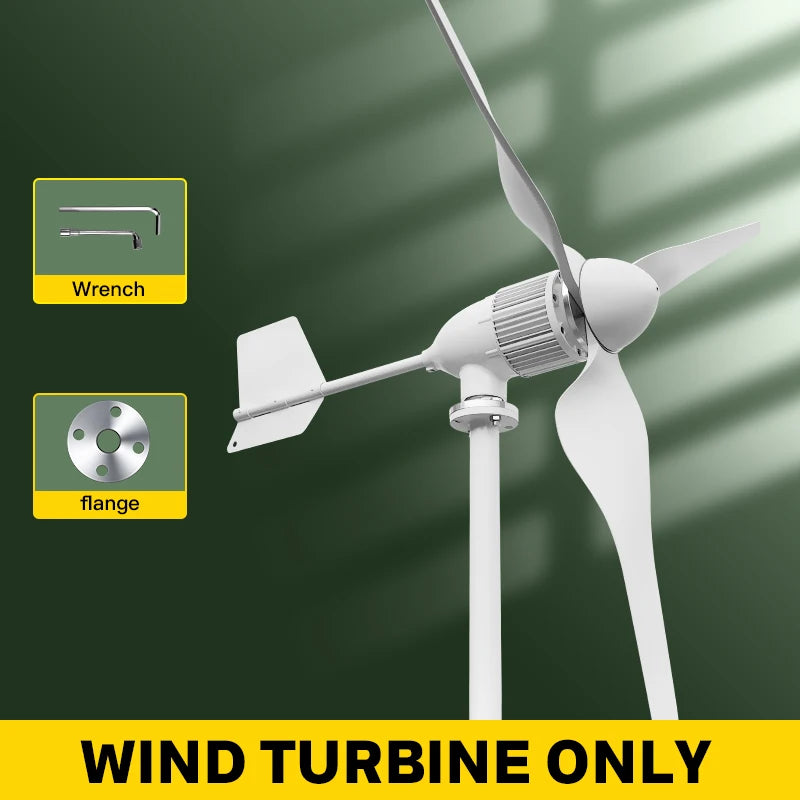 Horizontal Axis Wind Turbine Generator — 2KW / 5KW, 12V-96V, CE Certified Off-Grid for Home Use