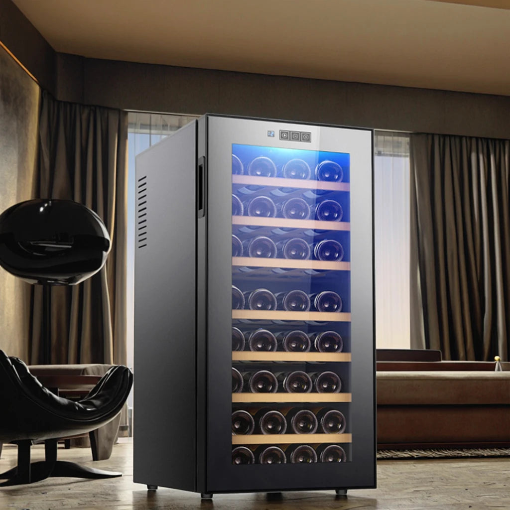 78L Freestanding Wine Cooler Fridge — 32-Bottle Stainless Steel Wine Cabinet for Household & Hotel Use