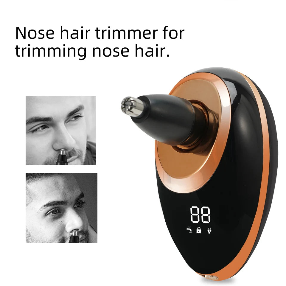 7D Floating Head Electric Shaver for Men – Wet/Dry Rotary Razor with LCD Display & Bald Head Trimmer