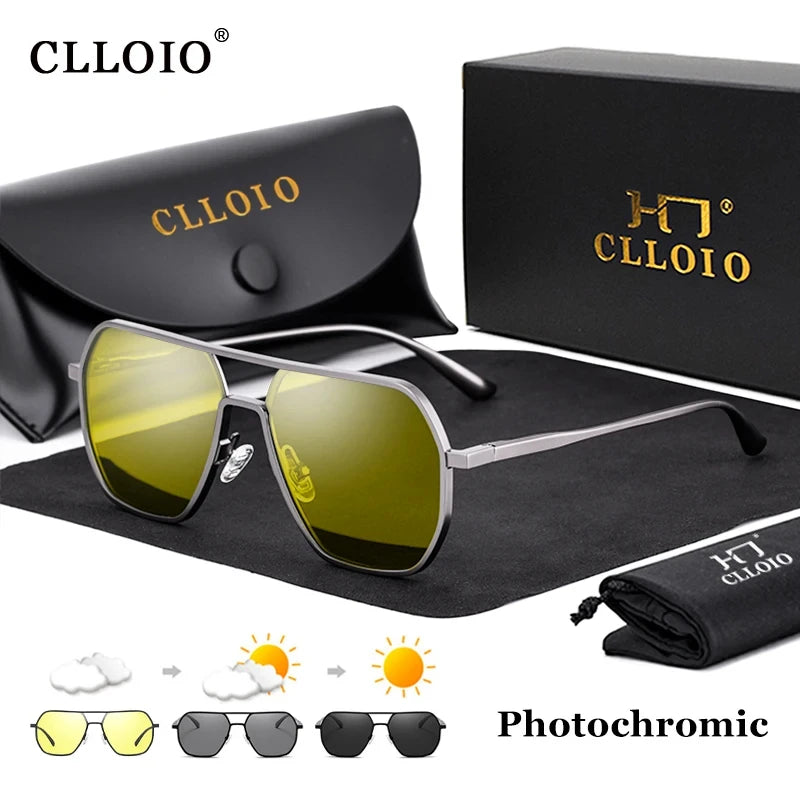 CLLOIO Anti-Glare Day & Night Vision Sunglasses | Polarized Photochromic UV400 Driving Glasses