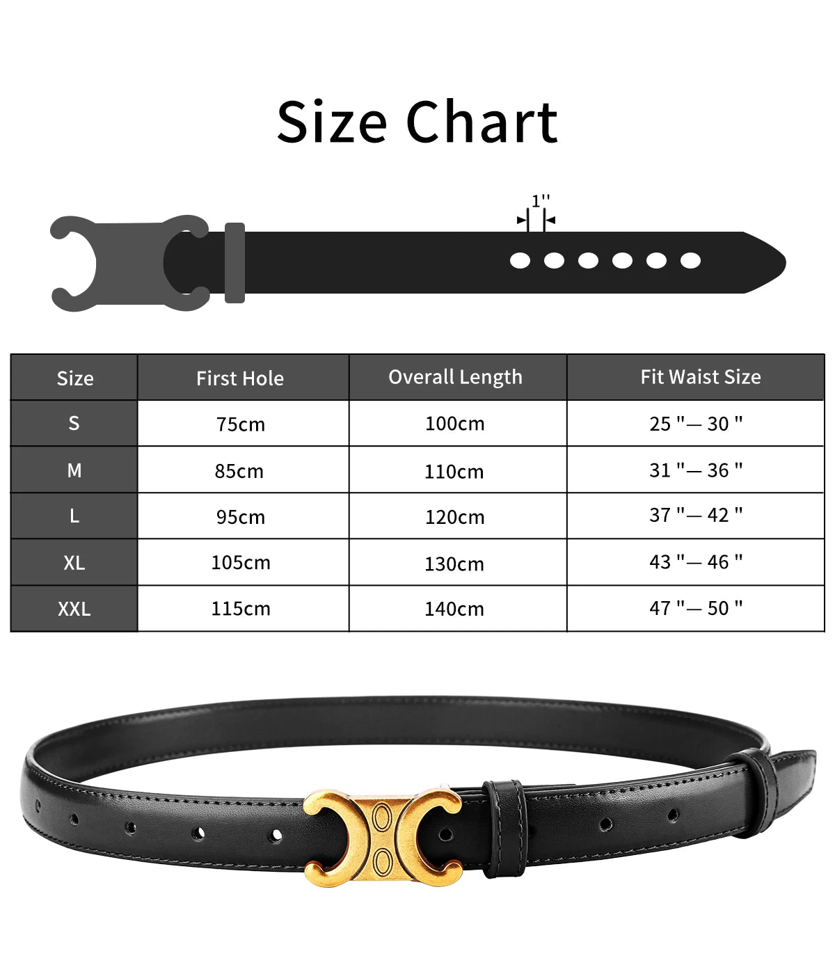 Double C Designer Fashion Belt — Versatile Waist Belt for Dresses & Jeans