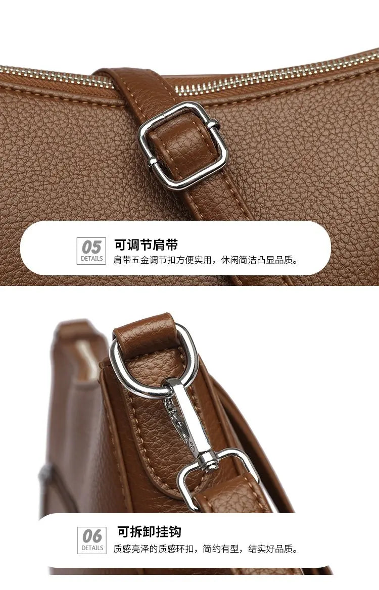 Luxury PU Letter Detail Shoulder Crossbody Tote Bag – Large Capacity Messenger Handbag for Women
