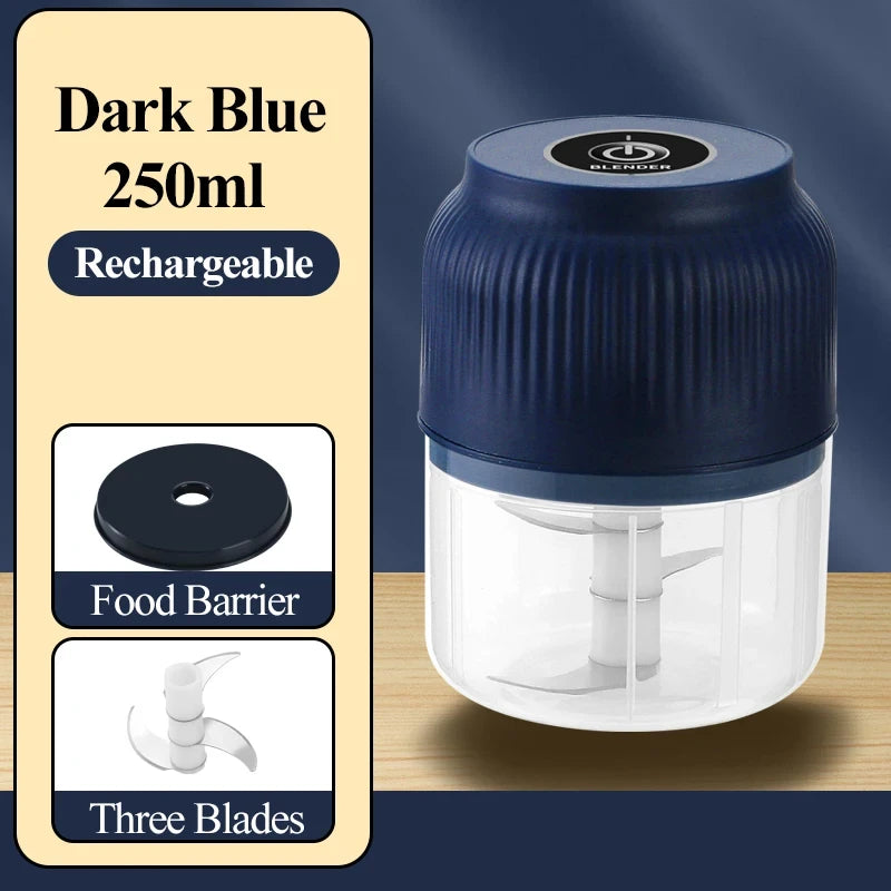 250ML Mini Wireless USB Vegetable Chopper & Garlic Crusher — Rechargeable Electric Food Chopper