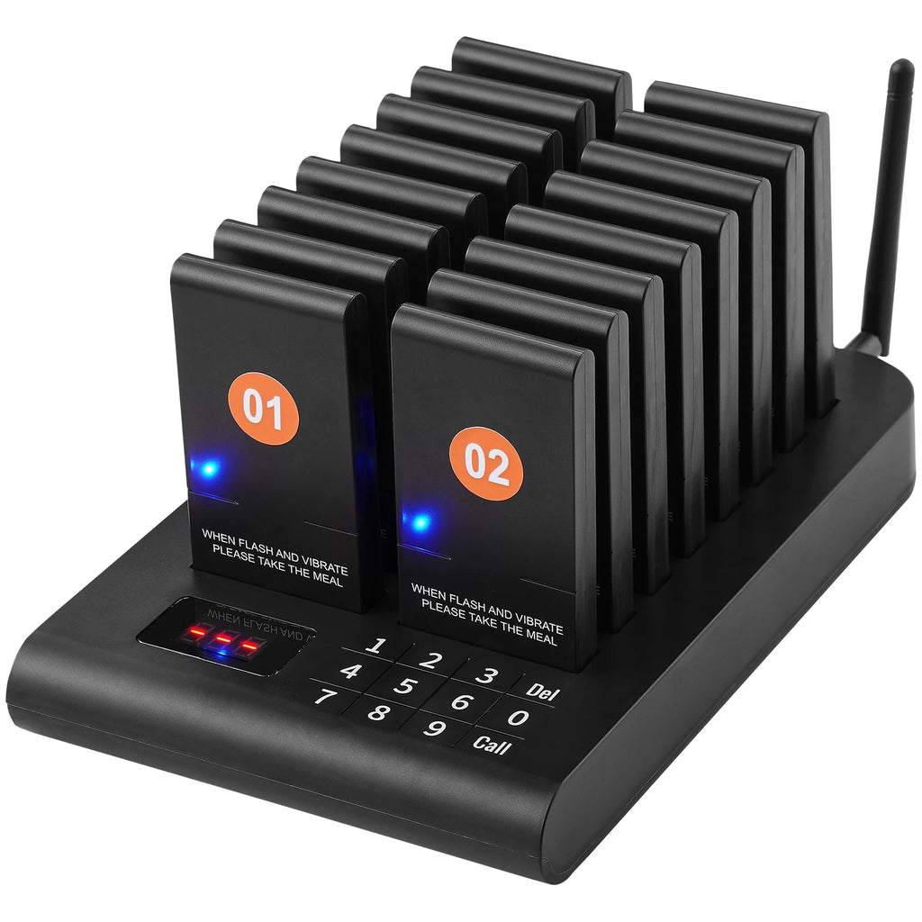 Wireless Restaurant Pager System — Guest Calling Beepers with Vibration & Flashing