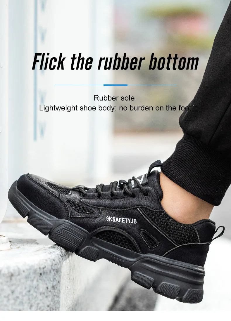 Steel Toe Safety Work Boots — Hollow Breathable Unisex Anti-Slip Construction Boots