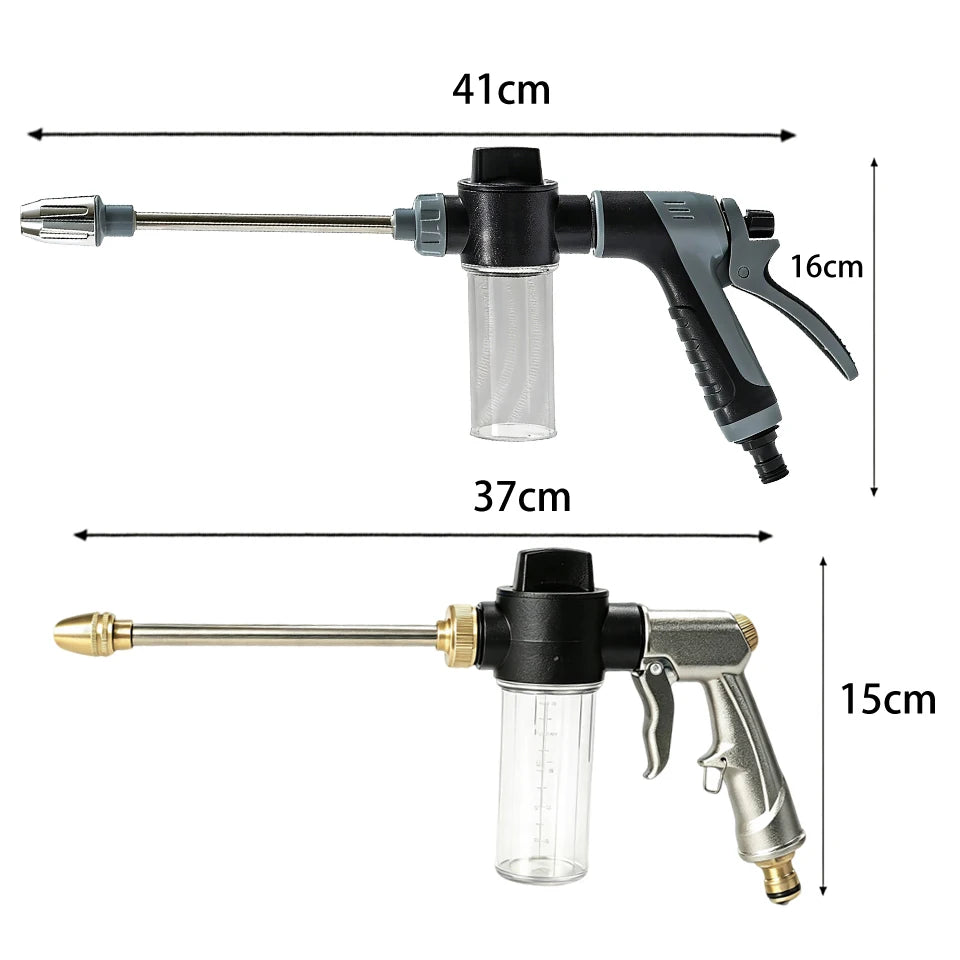 360° Rotating High-Pressure Water Gun – Car Wash Kit & Garden Sprinkler, Plastic or Metal, 1m–20m Hose Options