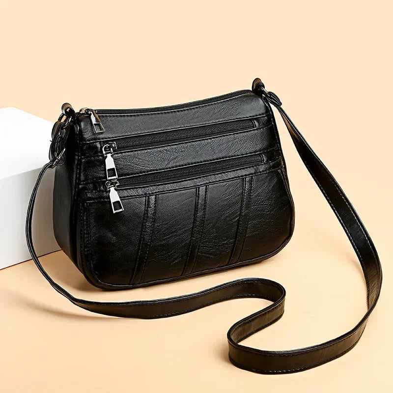 Soft PU Leather Hobo Crossbody Bag – Multilayer Mummy Shoulder Bag for Women