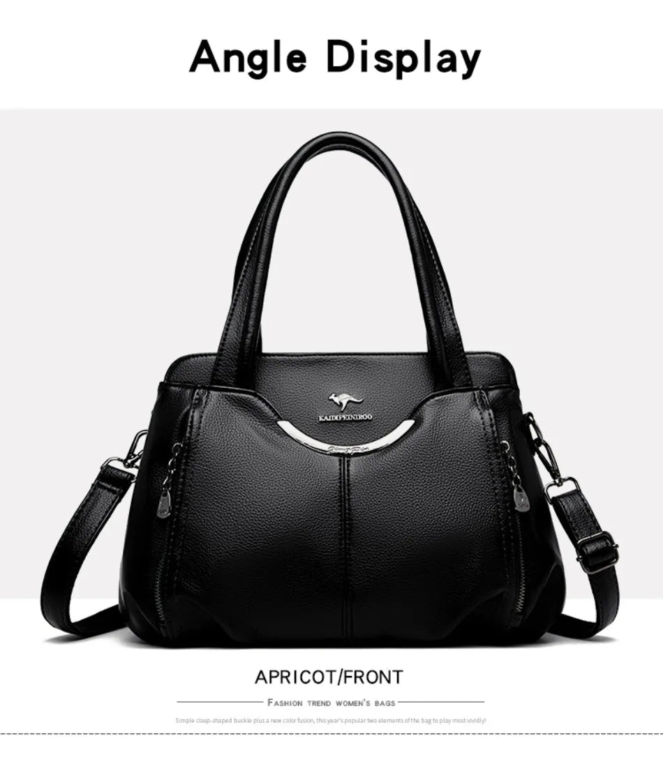 Genuine Leather Luxury Tote Crossbody Shoulder Bag – Large Casual Handbag for Women
