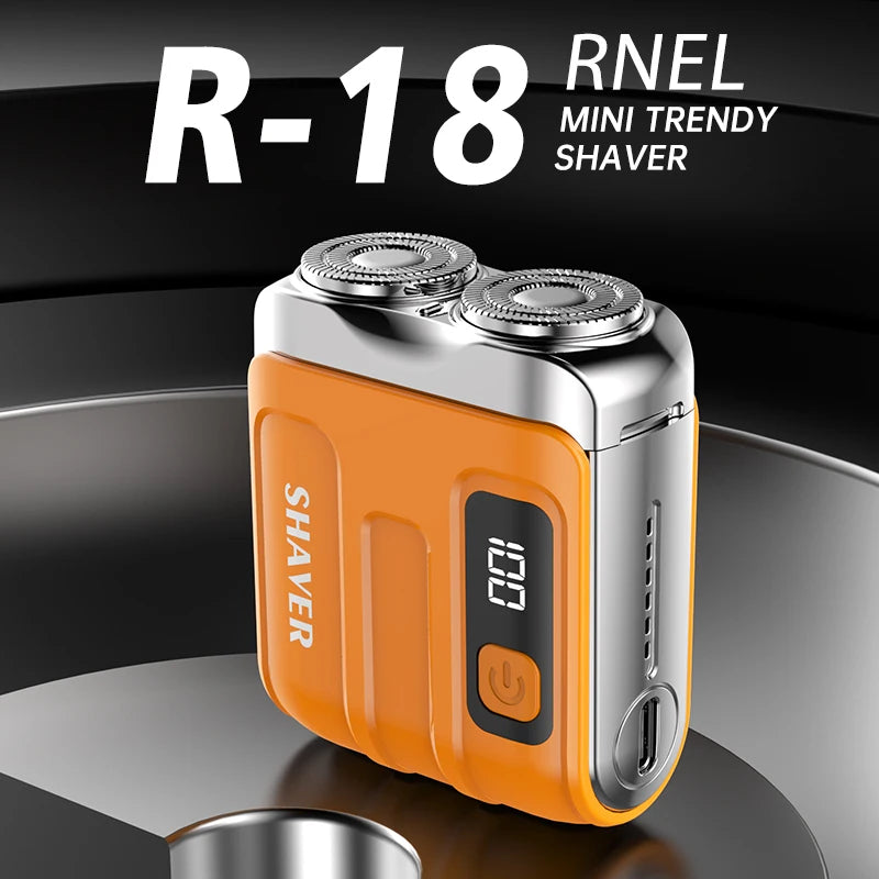 Mini Electric Smart Shaver – Digital Display, Dual Blade Rechargeable Beard Trimmer for Home & Car