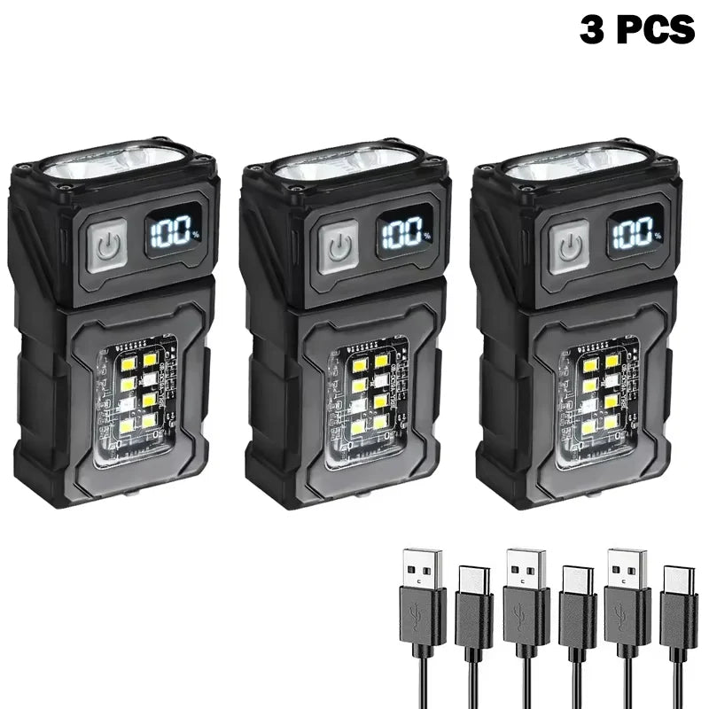 Tactical EDC Work Light – 1200 Lumen, 8-Speed COB+LED, Type-C, Tail Magnet, Pen Clip, MOLLE Compatible