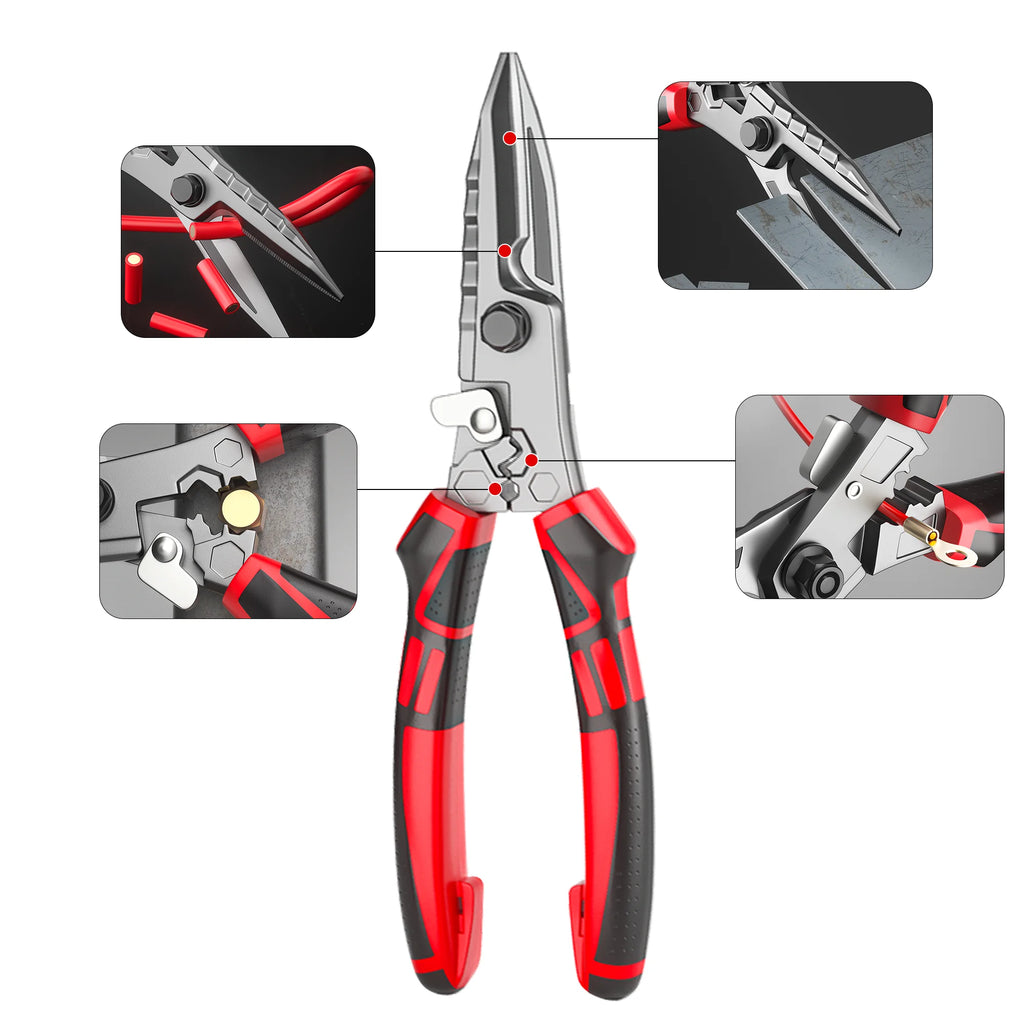 Multi-Functional Electrician Scissors — Heavy-Duty Cable Cutter, Crimping Tool & Sheet Metal Shears