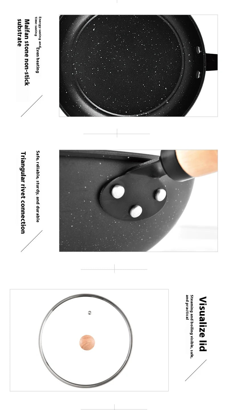 3-Piece Nonstick Cookware Set – Wok, Soup Pot & Frying Pan
