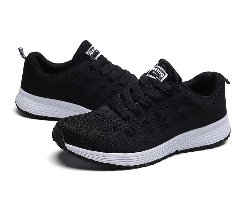 Women’s Casual Mesh Flat Sneakers — Breathable Lightweight Walking Shoes