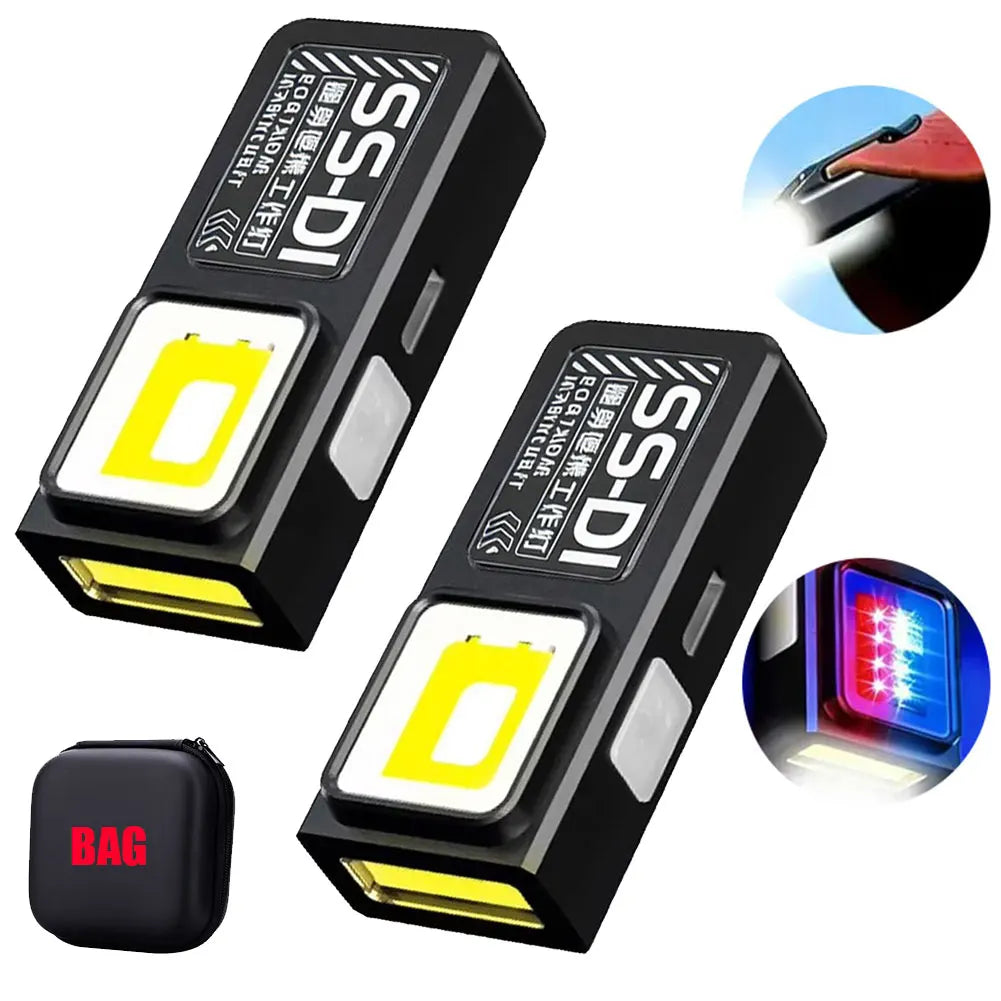 Portable Mini COB LED Flashlight – Rechargeable Waterproof EDC Work Light with Clip & Magnet