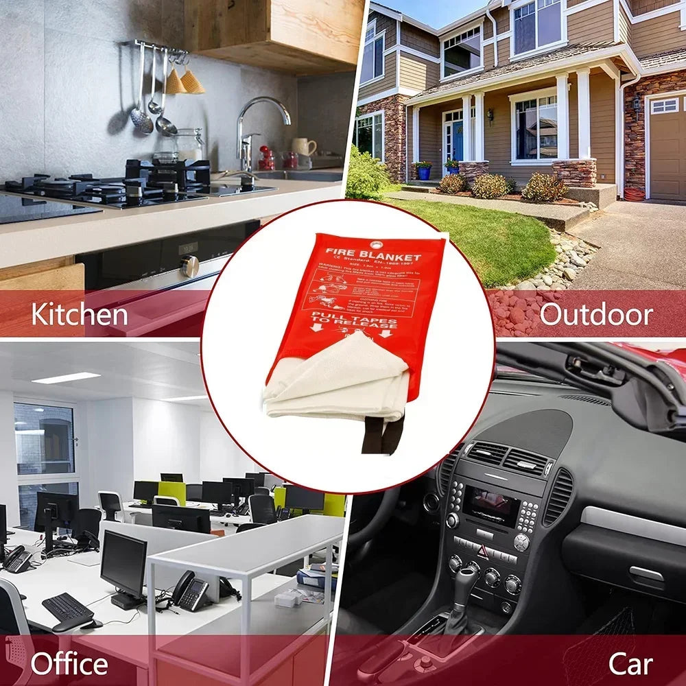 Fiberglass Fire Emergency Blanket – Flame Retardant Suppression Blanket for Home Safety & Survival