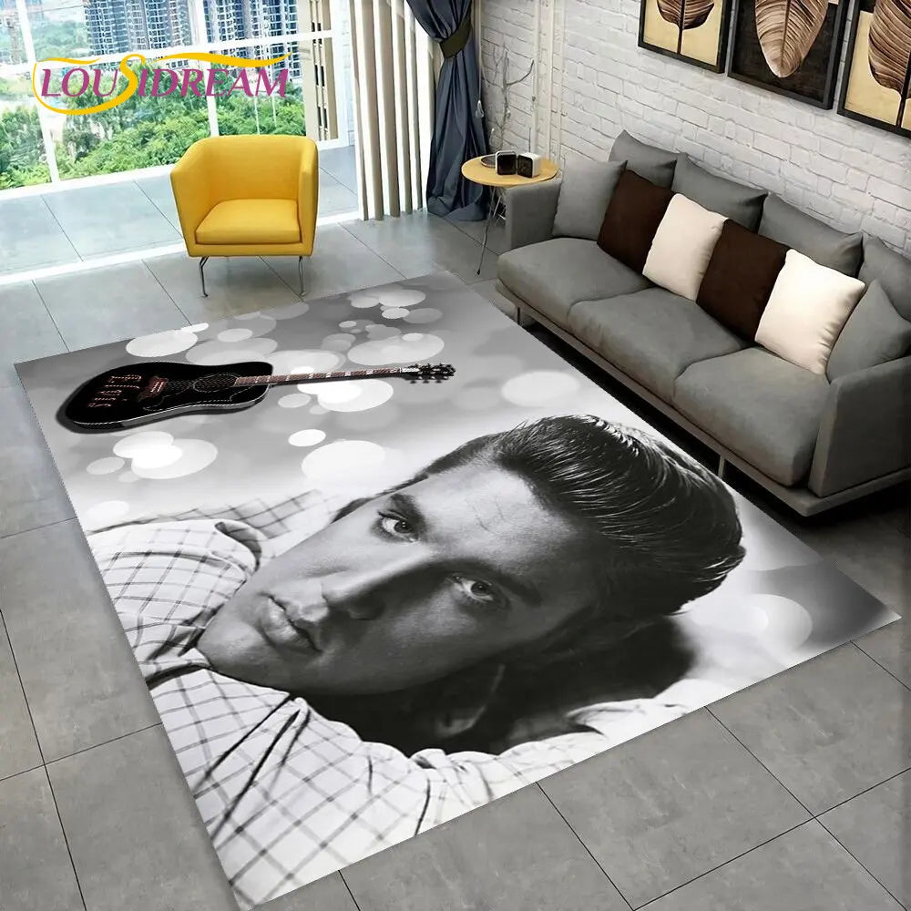 The King Elvis Presley Retro Area Rug,Carpet Rug for Living Room Bedroom Sofa Doormat Decoration,kids Play Non-slip Floor Mat 3D