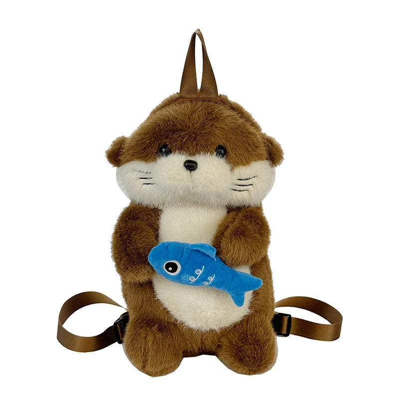 Otter Plush Backpack – Cute Stuffed Animal Bag for Kids & Girls
