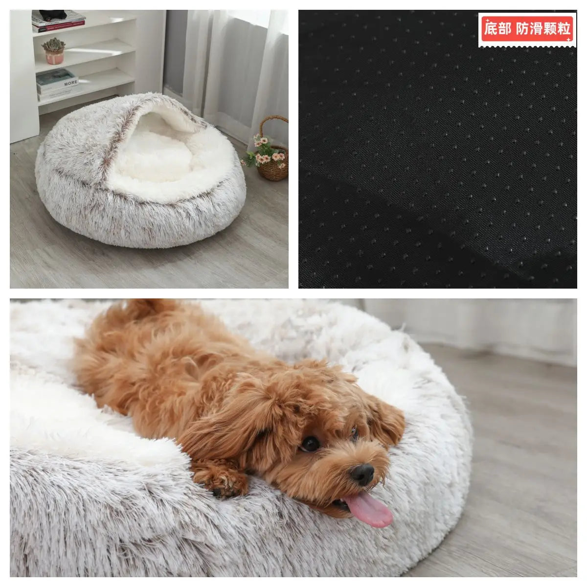 Round Plush Dog & Cat Bed – Warm Washable Pet Sofa Basket, Small to Large Dogs & Cats