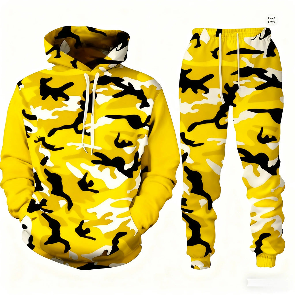 Men's Santa Claus 3D Print Hoodie & Pants Jogging Set – Camouflage Co-Ord