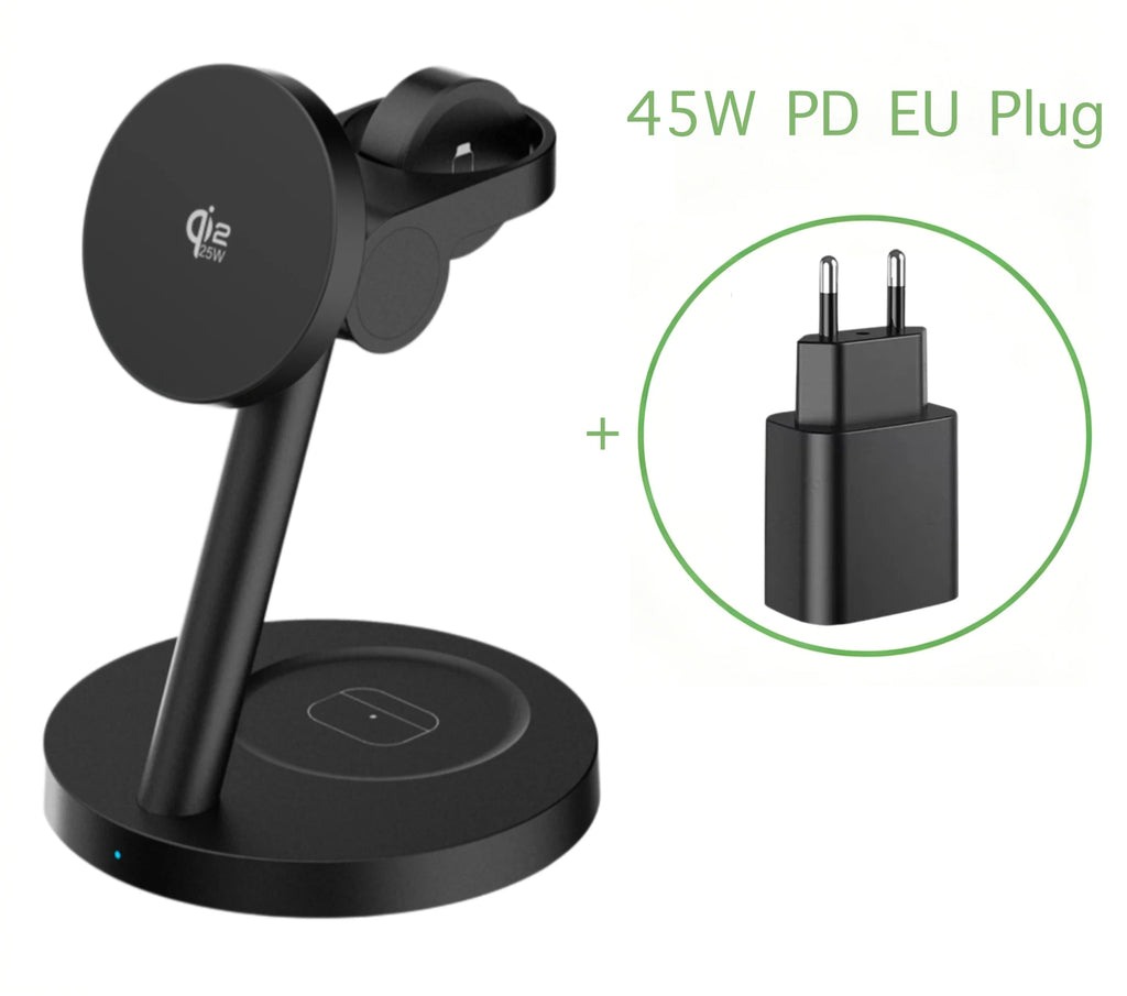 25W Qi2.2 Magnetic 3-in-1 Wireless Charging Station for iPhone & Apple Watch