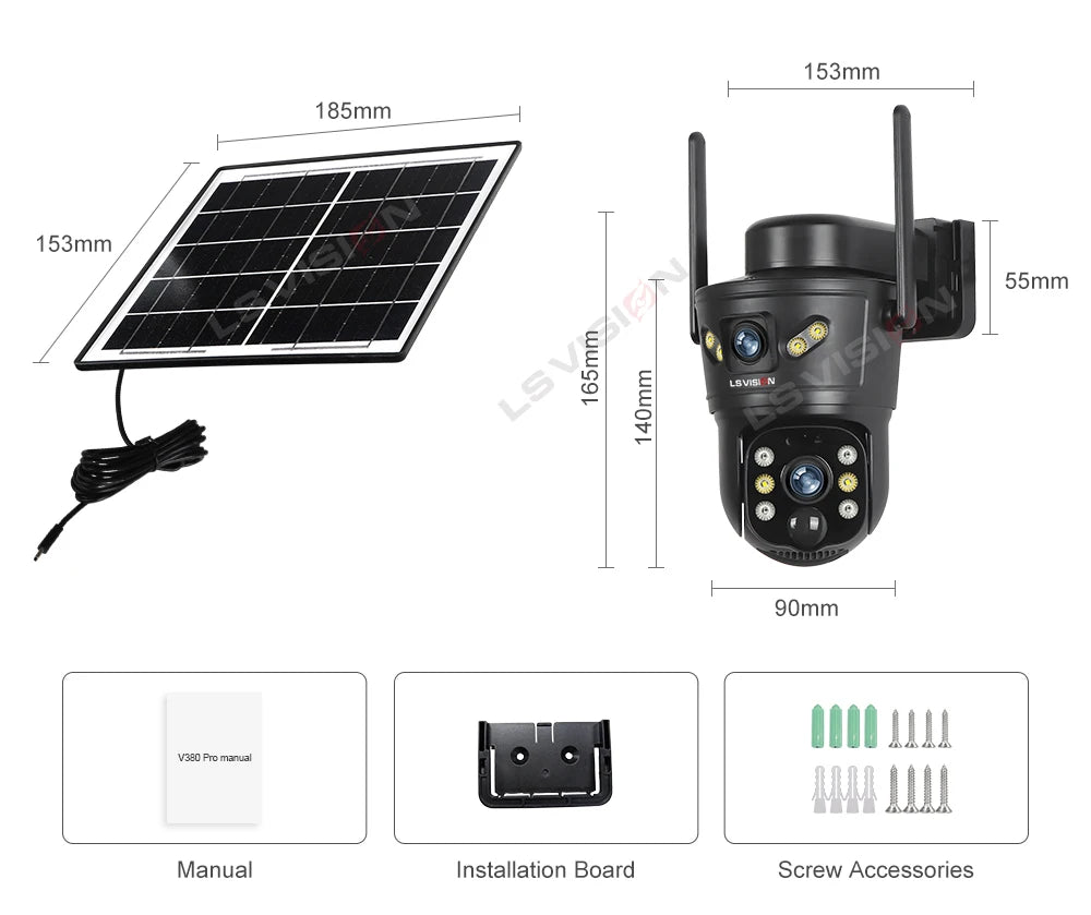 8MP Dual Lens Solar Security Camera – 4G/WiFi, PTZ 355°, PIR Human Detection, Night Vision | Outdoor CCTV