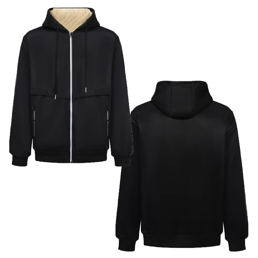 Men's Camouflage Fleece Hooded Zip Jacket – Thick Streetwear Coat for Autumn & Winter