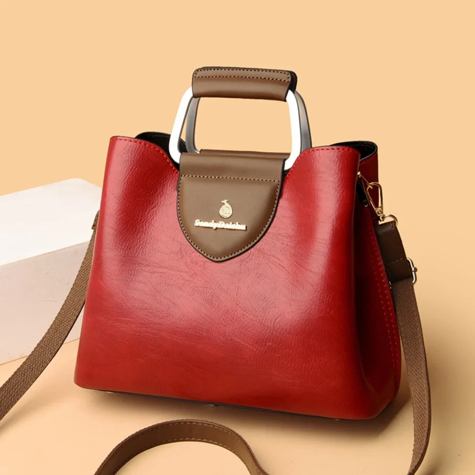 Genuine Leather Luxury Tote Shoulder Bag – High Quality Designer Crossbody Handbag for Women