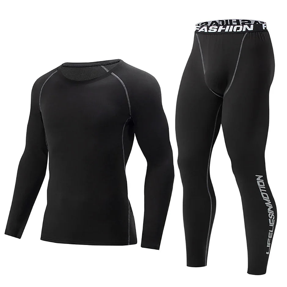 Men's Warm Long Sleeve Top & Pants Set – Tight Fitness Running Yoga Athlete Sport Suit