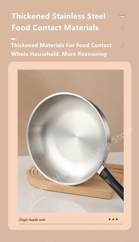 Stainless Steel Wok – Uncoated 24cm & 26cm Frying Pan
