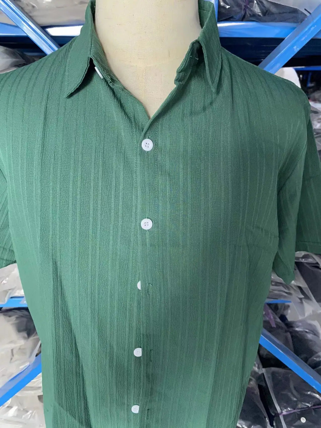 Men's Striped Collared Button-Down Shirt & Drawstring Shorts Set – Solid 2-Piece Beach