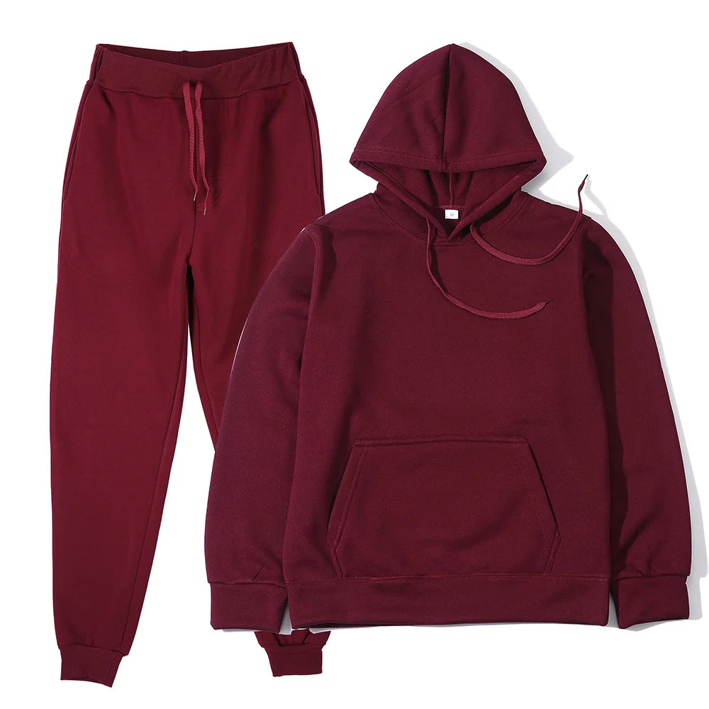 Men's Solid Color Hoodie & Pants Tracksuit Set – Fashionable Casual Sport (S–3XL)