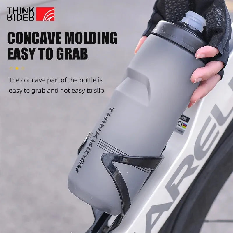 ThinkRider Cycling Water Bottle 620ml/750ml – Squeeze Jet, Leakproof, MTB & Road Bike Cage Compatible, 0–70°C
